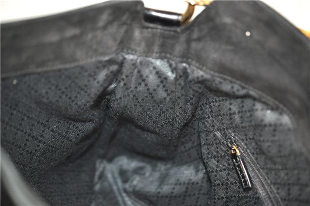 Authentic GUCCI Bamboo Shoulder Hand Bag Purse Suede Leather 0018638 Black 2804E