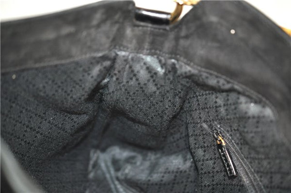 Authentic GUCCI Bamboo Shoulder Hand Bag Purse Suede Leather 0018638 Black 2804E