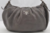 Authentic PRADA Vintage Leather Chain Shoulder Hand Bag Gray 2804I