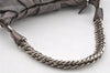 Authentic PRADA Vintage Leather Chain Shoulder Hand Bag Gray 2804I