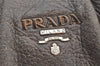 Authentic PRADA Vintage Leather Chain Shoulder Hand Bag Gray 2804I