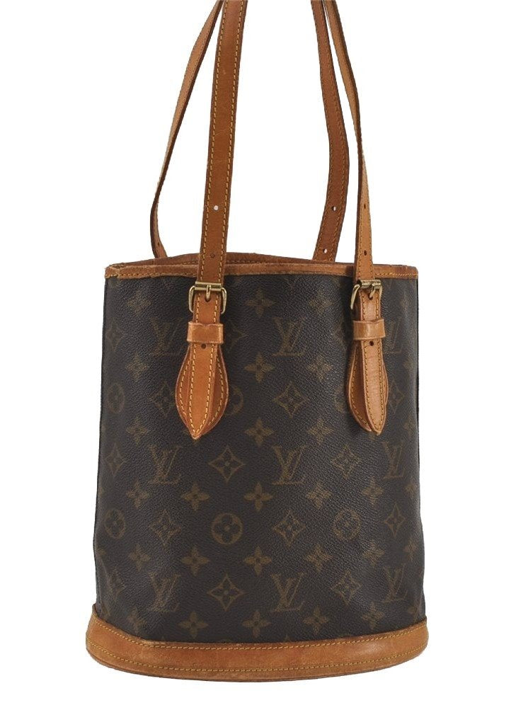 Authentic Louis Vuitton Monogram Bucket PM Shoulder Tote Bag M42238 Junk 2805I