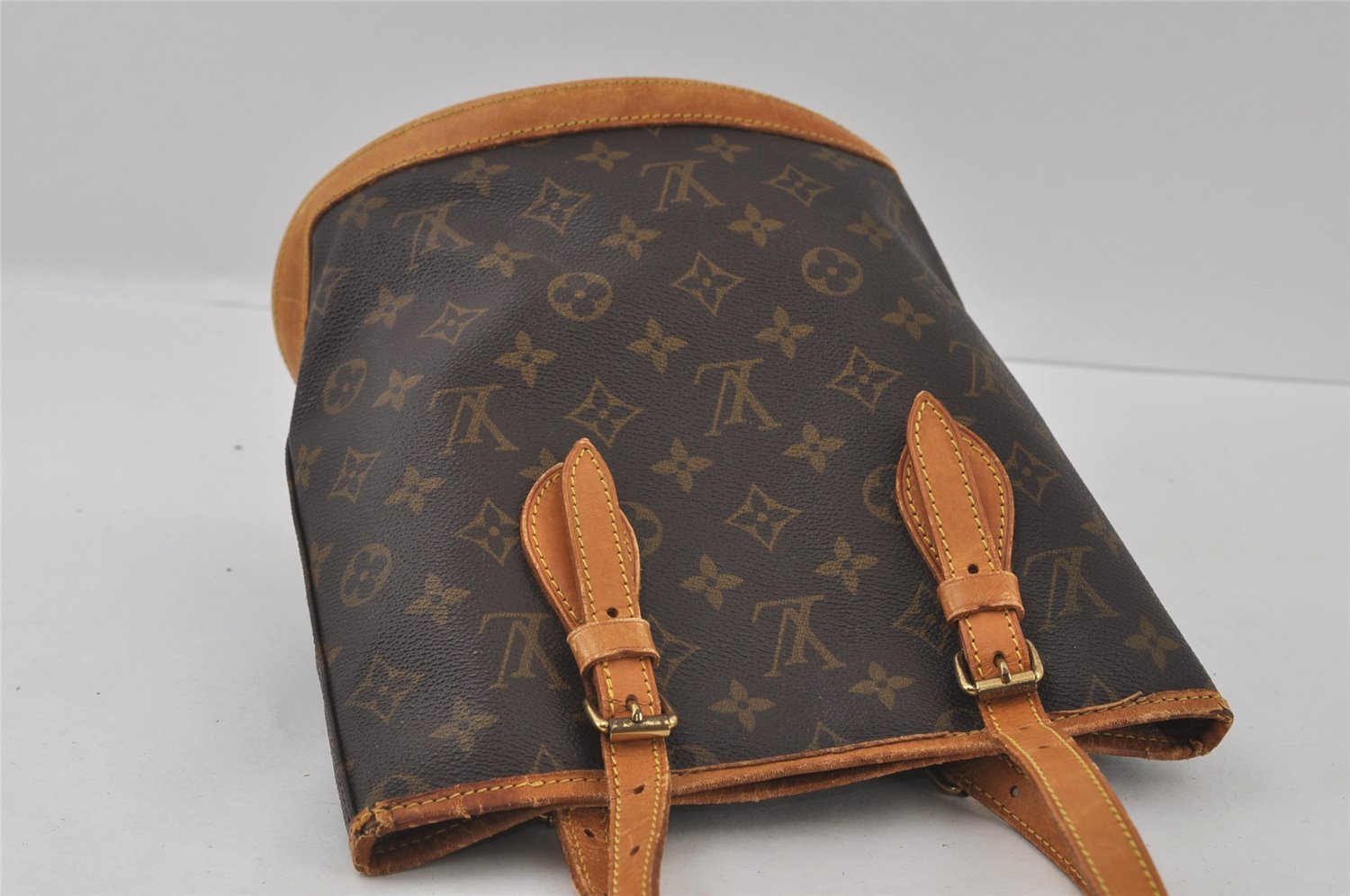Authentic Louis Vuitton Monogram Bucket PM Shoulder Tote Bag M42238 Junk 2805I
