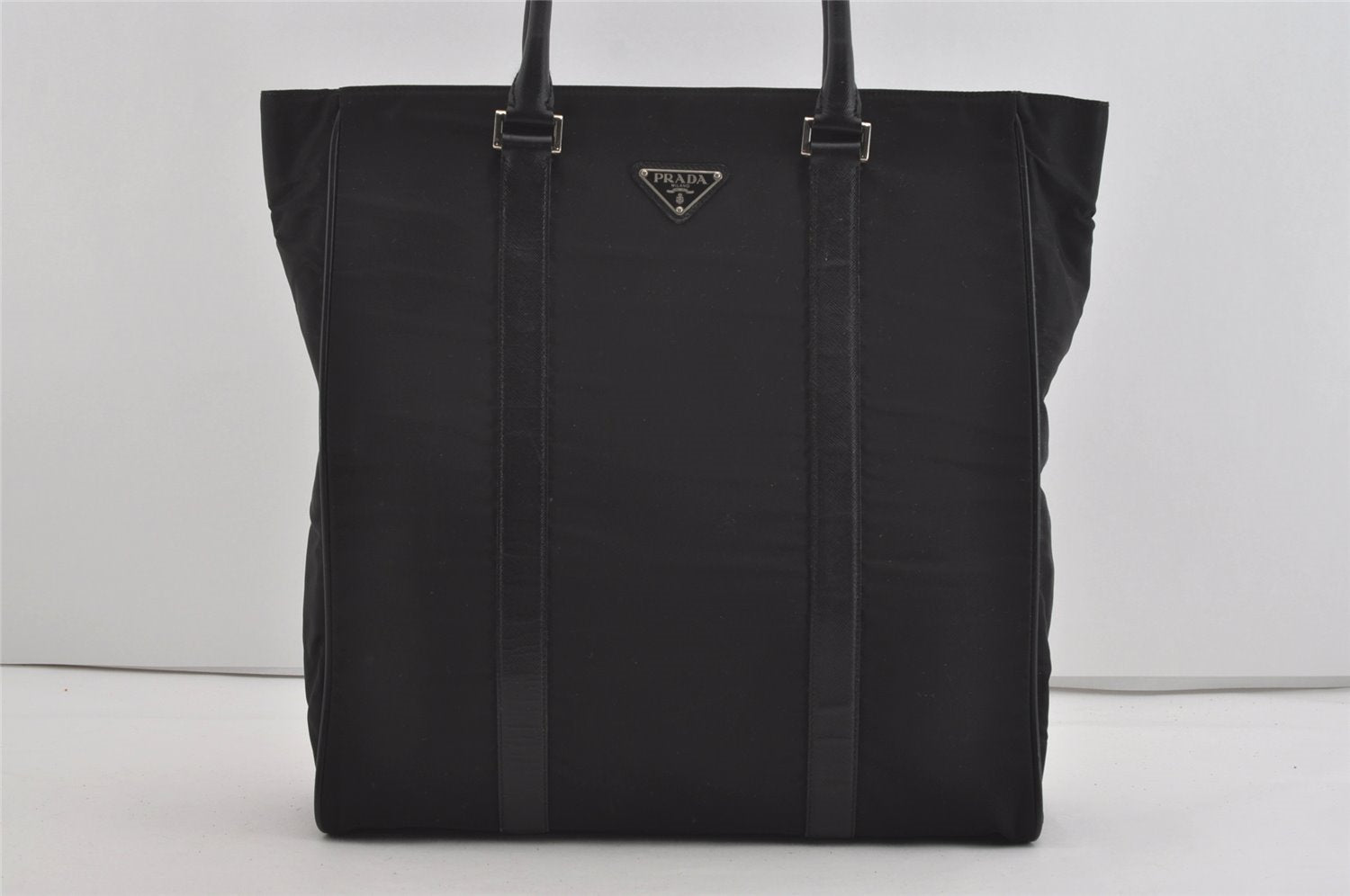 Authentic PRADA Vintage Nylon Tessuto Leather Shoulder Tote Hand Bag Black 2806I