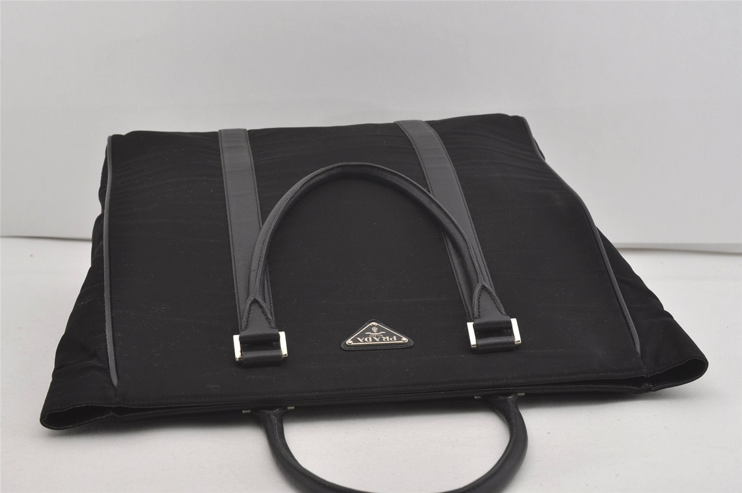 Authentic PRADA Vintage Nylon Tessuto Leather Shoulder Tote Hand Bag Black 2806I