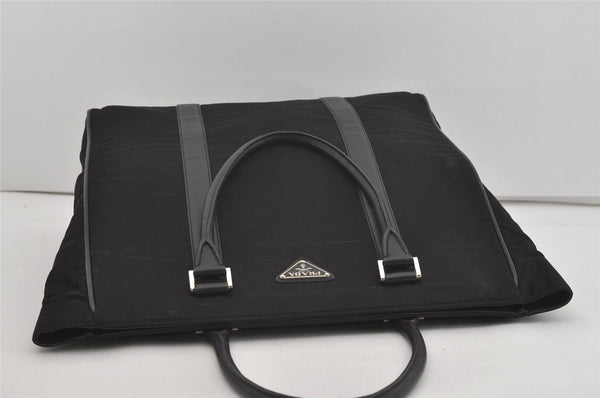 Authentic PRADA Vintage Nylon Tessuto Leather Shoulder Tote Hand Bag Black 2806I