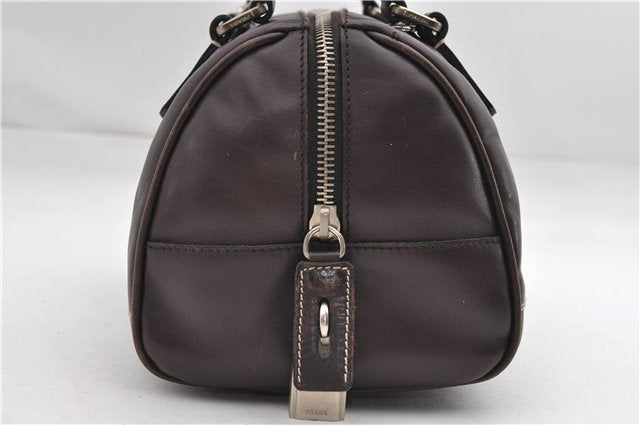 Authentic PRADA Vintage 2Way Leather Nappa Shoulder Hand Bag Purse Brown 2807E