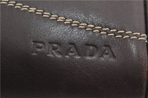 Authentic PRADA Vintage 2Way Leather Nappa Shoulder Hand Bag Purse Brown 2807E