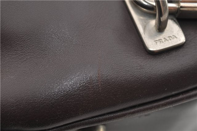 Authentic PRADA Vintage 2Way Leather Nappa Shoulder Hand Bag Purse Brown 2807E