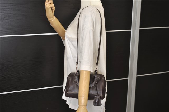 Authentic PRADA Vintage 2Way Leather Nappa Shoulder Hand Bag Purse Brown 2807E