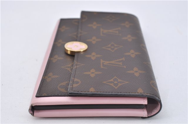 Authentic Louis Vuitton Monogram Portefeuille Flore Wallet Pink M64586 LV 2807F