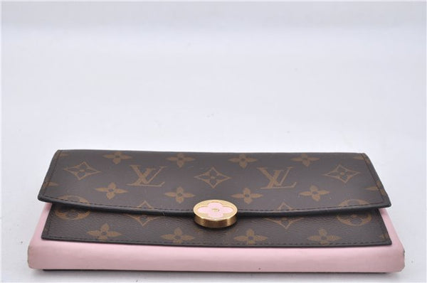 Authentic Louis Vuitton Monogram Portefeuille Flore Wallet Pink M64586 LV 2807F