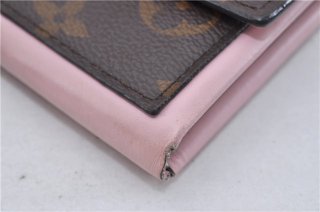 Authentic Louis Vuitton Monogram Portefeuille Flore Wallet Pink M64586 LV 2807F