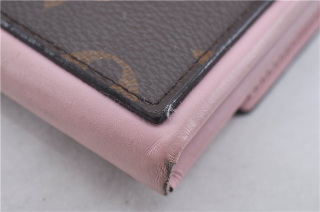 Authentic Louis Vuitton Monogram Portefeuille Flore Wallet Pink M64586 LV 2807F