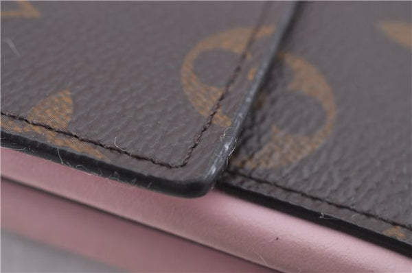 Authentic Louis Vuitton Monogram Portefeuille Flore Wallet Pink M64586 LV 2807F