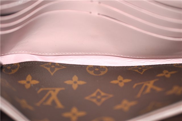 Authentic Louis Vuitton Monogram Portefeuille Flore Wallet Pink M64586 LV 2807F