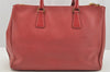 Authentic PRADA Saffiano Leather Nappa Vintage Tote Hand Bag Red 2807I