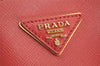 Authentic PRADA Saffiano Leather Nappa Vintage Tote Hand Bag Red 2807I