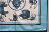 Authentic HERMES Carre 90 Scarf Horse Carrige Motif Silk Light Blue 2808D