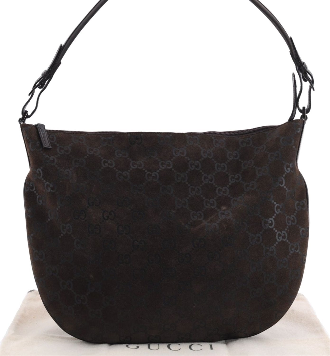 Authentic GUCCI Shoulder Hand Bag Purse GG Suede Leather 0011206 Brown 2808E