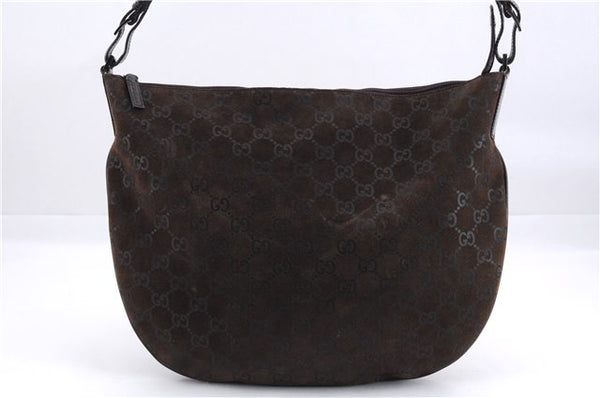 Authentic GUCCI Shoulder Hand Bag Purse GG Suede Leather 0011206 Brown 2808E