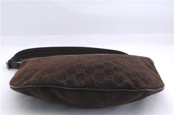 Authentic GUCCI Shoulder Hand Bag Purse GG Suede Leather 0011206 Brown 2808E