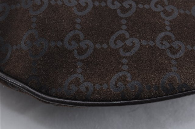 Authentic GUCCI Shoulder Hand Bag Purse GG Suede Leather 0011206 Brown 2808E