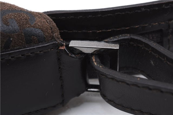 Authentic GUCCI Shoulder Hand Bag Purse GG Suede Leather 0011206 Brown 2808E