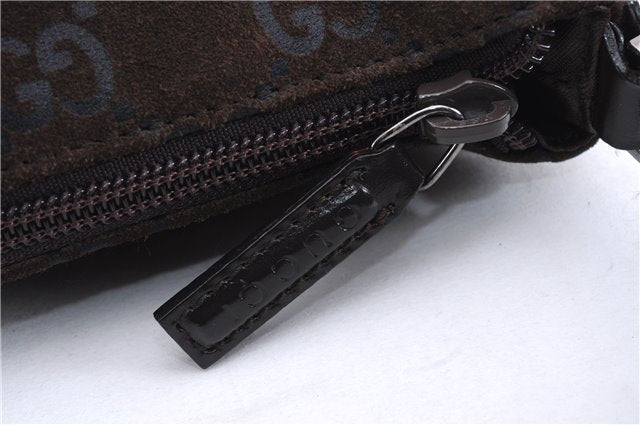 Authentic GUCCI Shoulder Hand Bag Purse GG Suede Leather 0011206 Brown 2808E