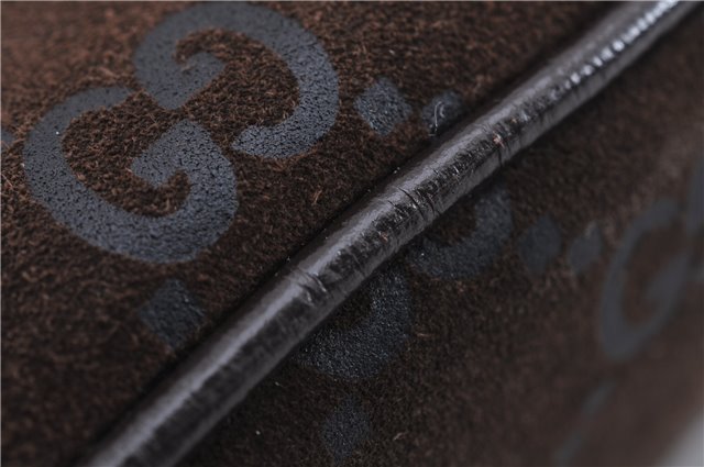 Authentic GUCCI Shoulder Hand Bag Purse GG Suede Leather 0011206 Brown 2808E