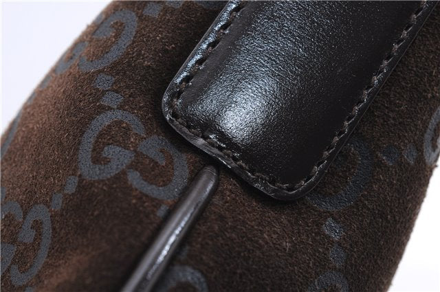 Authentic GUCCI Shoulder Hand Bag Purse GG Suede Leather 0011206 Brown 2808E