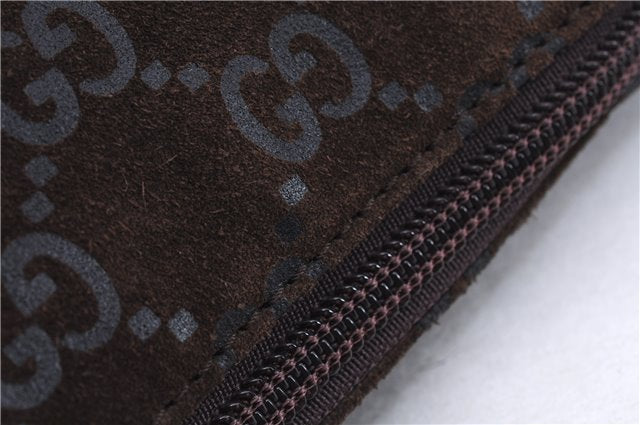 Authentic GUCCI Shoulder Hand Bag Purse GG Suede Leather 0011206 Brown 2808E