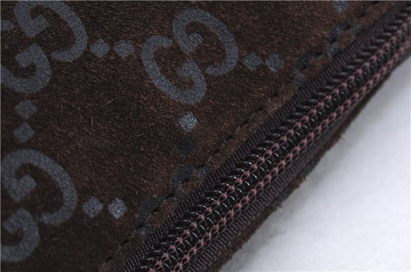 Authentic GUCCI Shoulder Hand Bag Purse GG Suede Leather 0011206 Brown 2808E