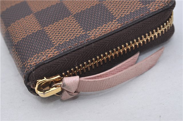 Authentic Louis Vuitton Damier Portefeuille Clemence Wallet Pink N41626 LV 2808F