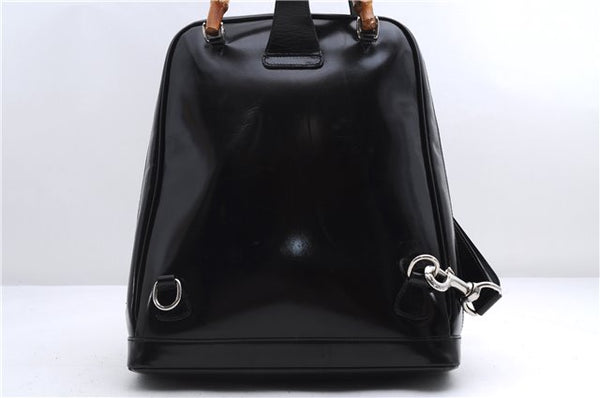 Authentic GUCCI Bamboo Vintage Shoulder Hand Bag Nylon Leather Black 2809E