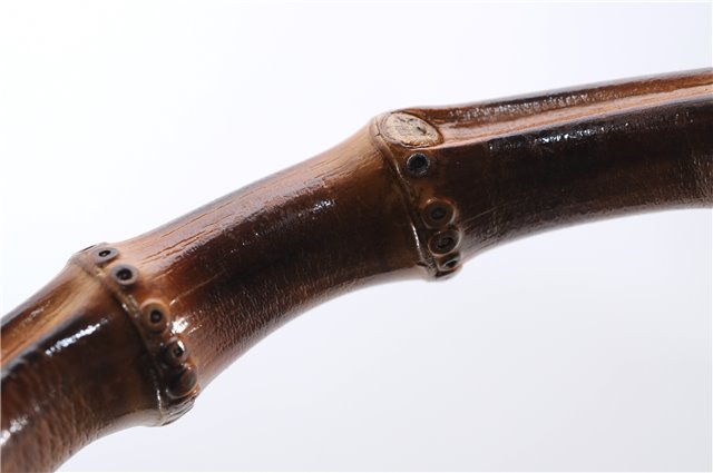 Authentic GUCCI Bamboo Vintage Shoulder Hand Bag Nylon Leather Black 2809E