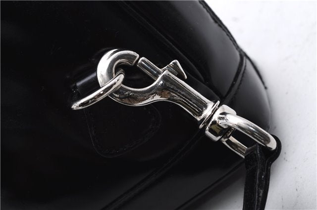 Authentic GUCCI Bamboo Vintage Shoulder Hand Bag Nylon Leather Black 2809E