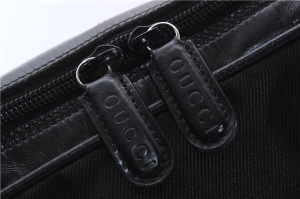 Authentic GUCCI Bamboo Vintage Shoulder Hand Bag Nylon Leather Black 2809E