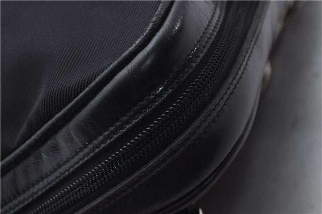 Authentic GUCCI Bamboo Vintage Shoulder Hand Bag Nylon Leather Black 2809E