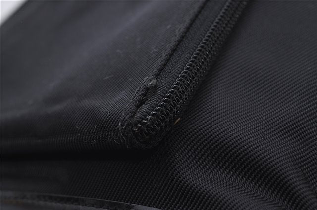 Authentic GUCCI Bamboo Vintage Shoulder Hand Bag Nylon Leather Black 2809E