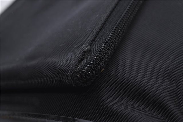 Authentic GUCCI Bamboo Vintage Shoulder Hand Bag Nylon Leather Black 2809E