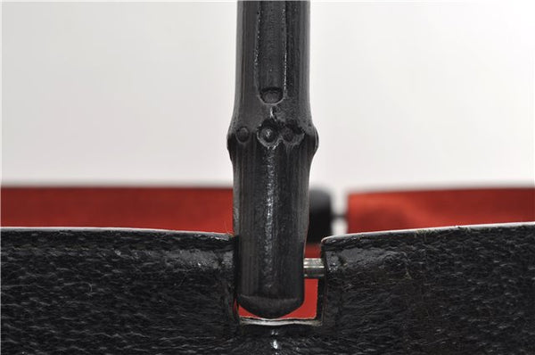 Authentic GUCCI Bamboo Tote Hand Bag Leather 0021059 Black 2810E