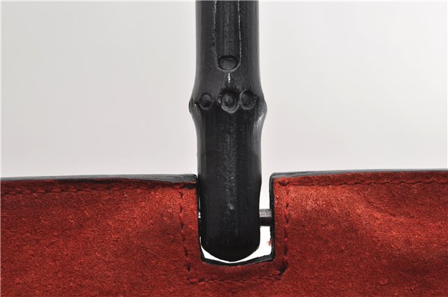 Authentic GUCCI Bamboo Tote Hand Bag Leather 0021059 Black 2810E