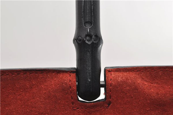 Authentic GUCCI Bamboo Tote Hand Bag Leather 0021059 Black 2810E