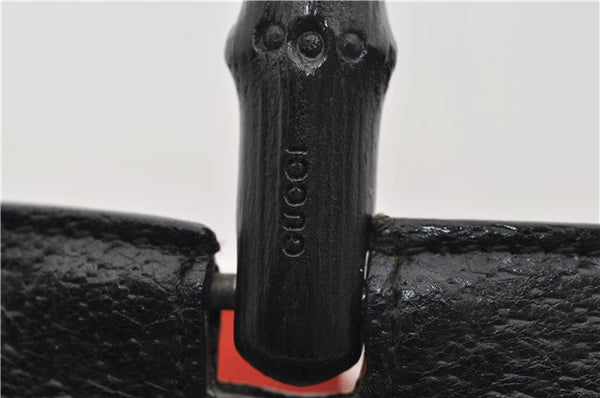 Authentic GUCCI Bamboo Tote Hand Bag Leather 0021059 Black 2810E