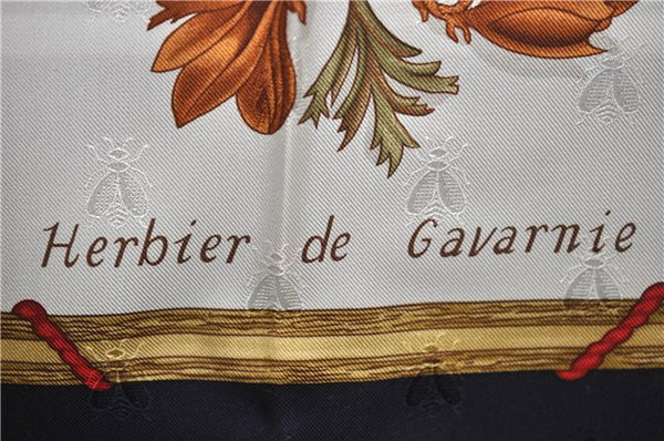 Authentic HERMES Carre 90 Scarf "Herbier de Gavarnie" Silk Navy Box 2811D