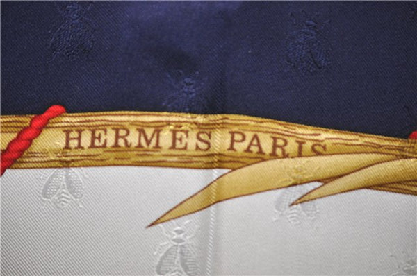 Authentic HERMES Carre 90 Scarf "Herbier de Gavarnie" Silk Navy Box 2811D
