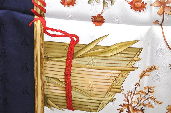 Authentic HERMES Carre 90 Scarf "Herbier de Gavarnie" Silk Navy Box 2811D