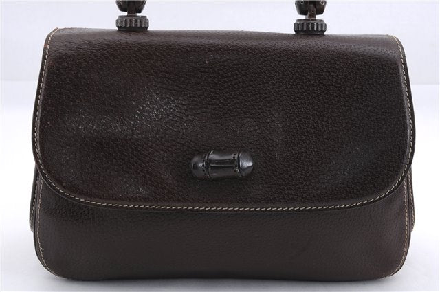 Authentic GUCCI Bamboo Vintage Hand Bag Purse Leather Brown 2811E