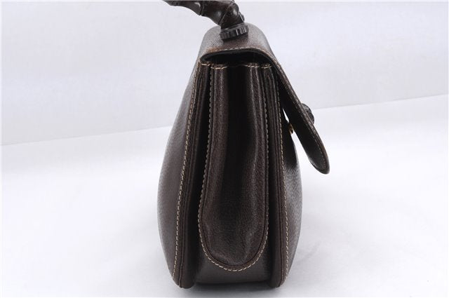 Authentic GUCCI Bamboo Vintage Hand Bag Purse Leather Brown 2811E